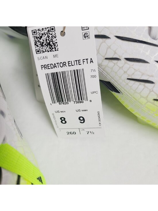 NEW Adidas Predator Elite Fold-Over Tongue AG Soccer Cleats JS0945 Size 8 White main image 6
